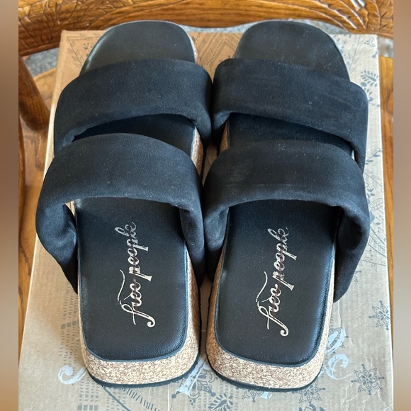 FREE PEOPLE NIB Fairmount Flared Sandals Black US 7.5 / EU 38. Boho Beachy Comfy - Picture 9 of 15